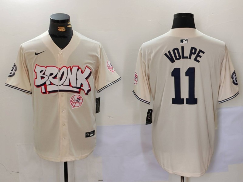 Men New York Yankees #11 Volpe Cream joint name 2024 Nike MLB Jersey style 2->new york yankees->MLB Jersey